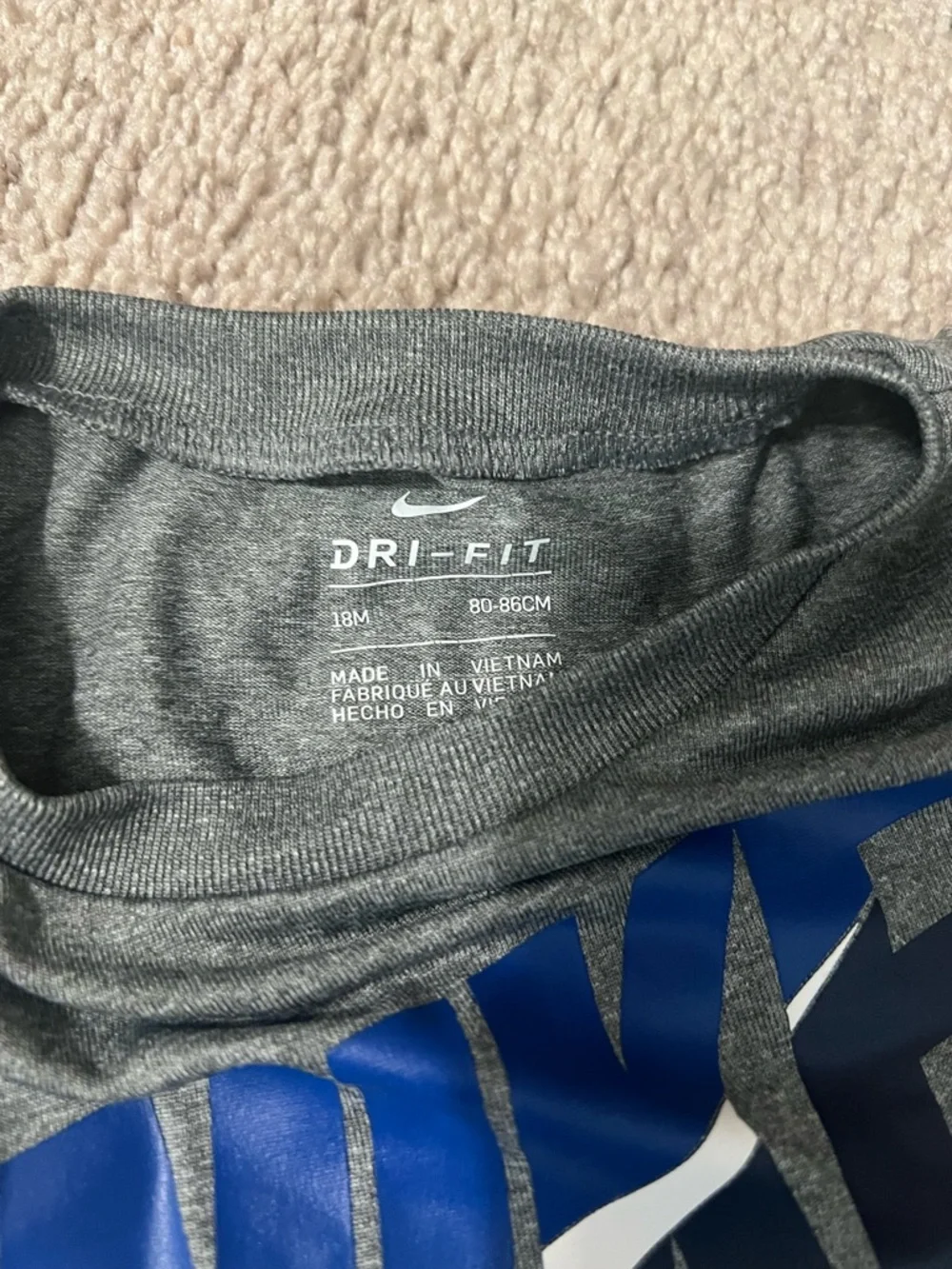 Nike Grey Tee with Blue Graphic - Picture 2 of 4